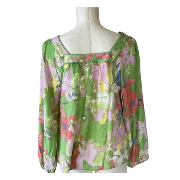 Hope&  Harlow Square Neck Floral Bohemian Blouse In Winsome Orchid / Multi SZ XL - Picture 2 of 12
